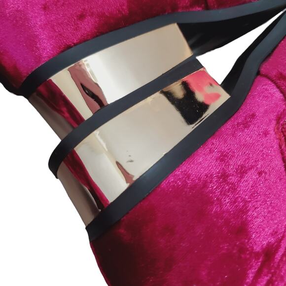 Bamboo | Stardom Fuscia Soft Stretch Shimmery Velour Thigh High Boots - Picture 11 of 13